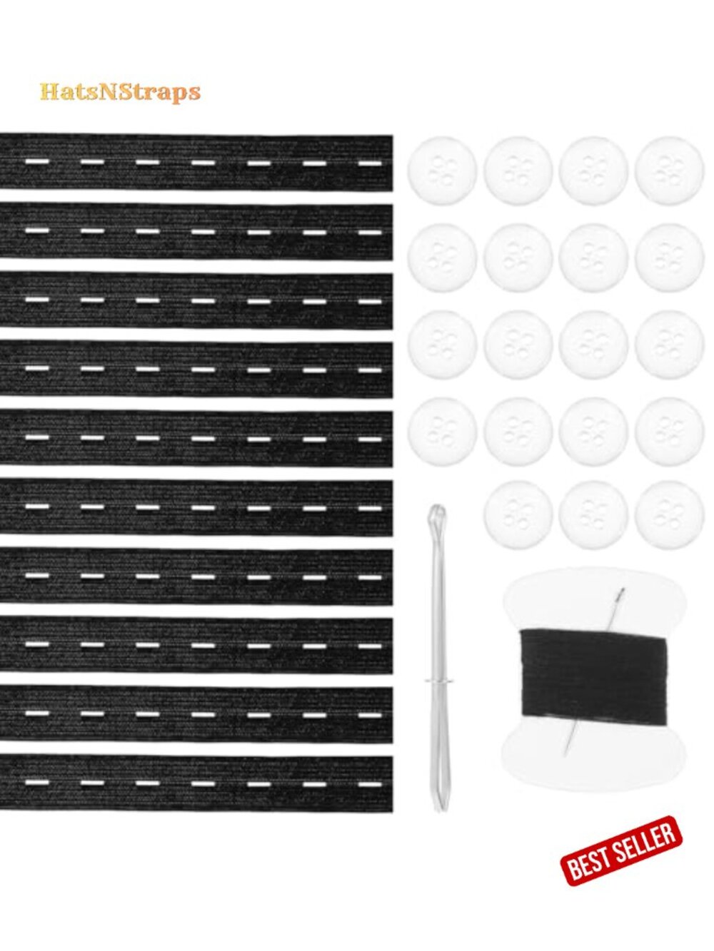 10pcs Elastic Waist Tightener Kit with Buttons for Jeans Pants, No-Sew